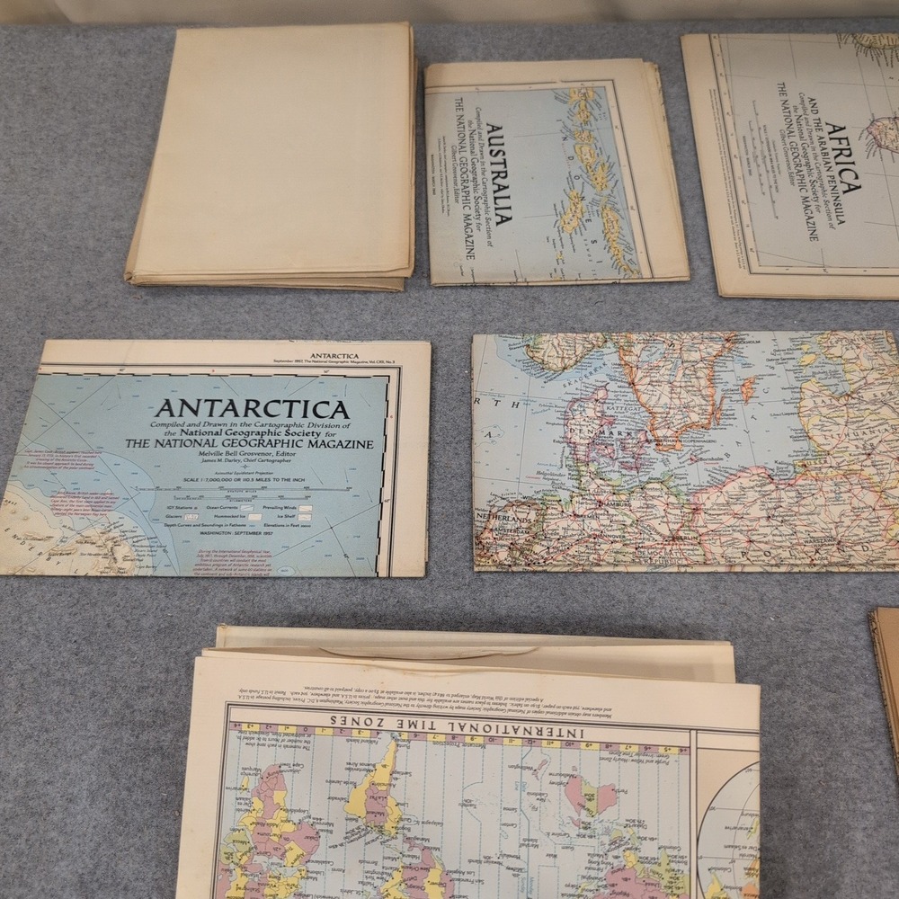 Vintage 1940s 1950s National Geographic Maps Antarctica Africa Far East Lot - Picture 2 of 3